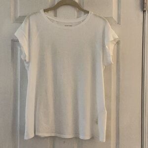 Eileen Fisher White Round Neck Cap Raglan Sleeve Slub Cotton Top EUC XS